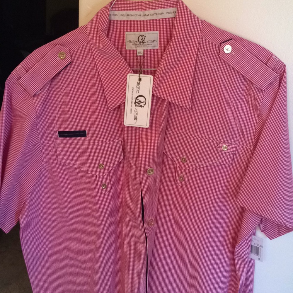 Mens red & white checked shirt perfect for the 4th